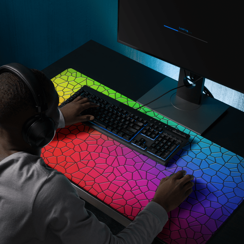 Psychedelic Mosaic Pattern Glass Color Gaming Mouse Pad