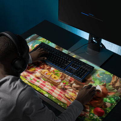 Delightful a whimsical cartoon animals picnic Gaming Mouse Pad