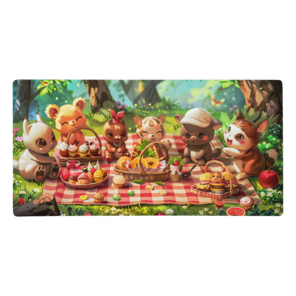 Delightful a whimsical cartoon animals picnic Gaming Mouse Pad