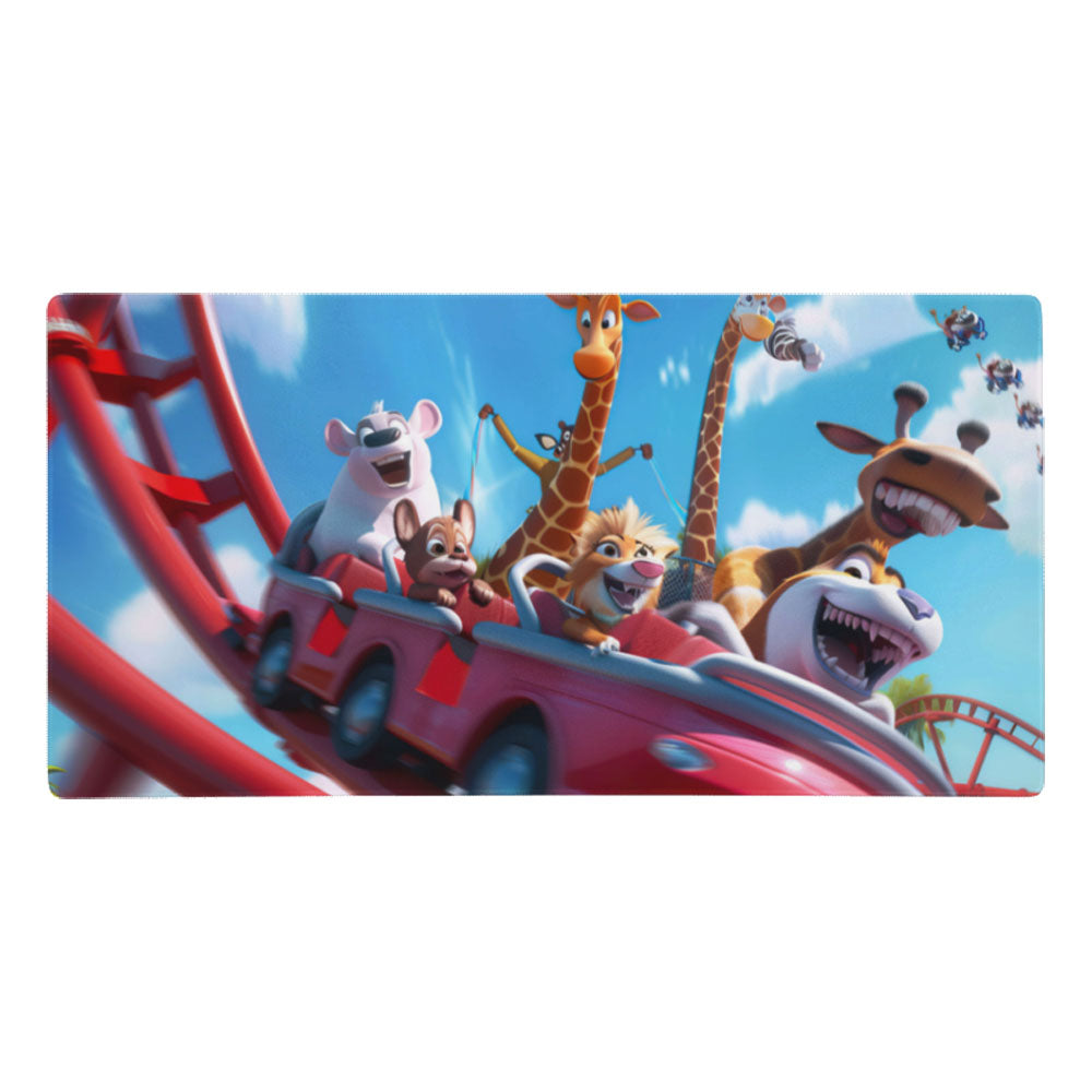 Vibrant cartoon animals a rollercoastertheir expressions Gaming Mouse Pad