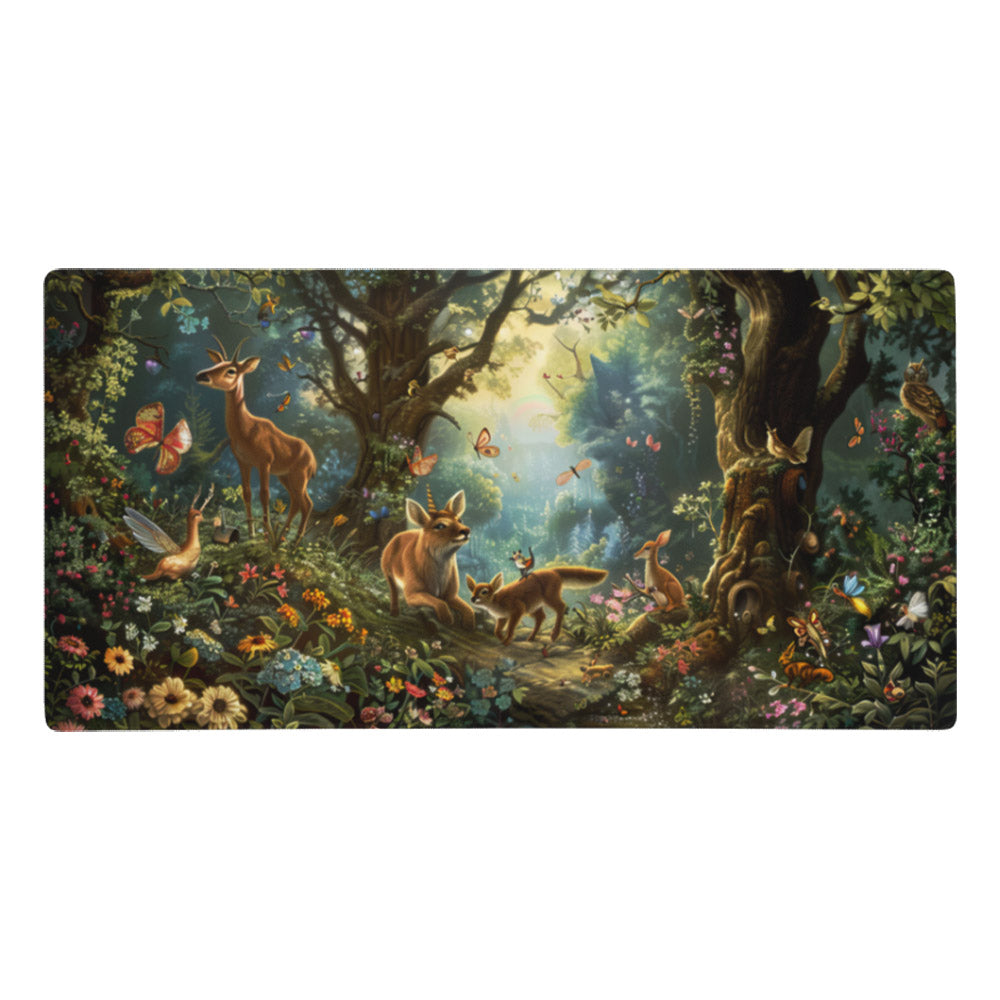 Enchanting cartoon animals trees Gaming Mouse Pad